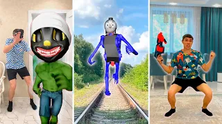 THOMAS the locomotive in real life / Thomas vs Cartoon Cat / granny batman