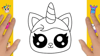 CÓMO DIBUJAR UN LINDO GATITO UNICORNIO