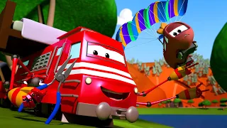 Troy le Train -  Tina est emmêlée dans un parachute - La Ville des Voitures 🚓 🚒 Dessin animé Trains