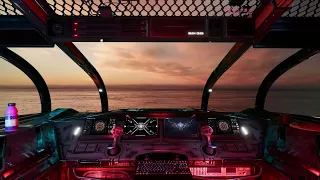 Patrol Flight on Ocean Planet. Spaceship Cockpit Sci-Fi Ambience for Sleep, Study, Relaxation