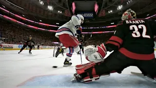 Chris Kreider With the Beautiful Redirect Beats Raanta on the Man Advantage