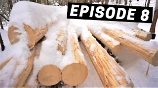 Building A Log Cabin | Ep. 8 | Thigh-deep snow and a skating rink | Enjoying Canadian winter!