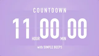 11 Hours Countdown Flip Clock Timer / Simple Beeps 🫐 🔔