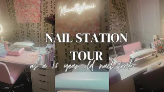 NAIL STATION TOUR 2023 | at home nail set up, teen nail tech, desk tour