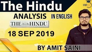 English 18 September 2019 - The Hindu Editorial News Paper Analysis [UPSC/SSC/IBPS] Current Affairs