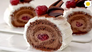 Black Forest Roll Cake Chocolate cherries