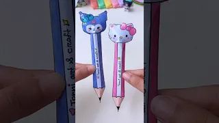 Kuromi & hello kitty squishy pen🖊️ #shorts #tonniartandcraft #craft #diy #love #art #youtubeshorts