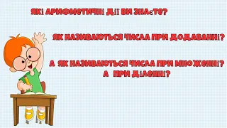 Вивчаємо назви компонентів і результатів дій множення і ділення част 1