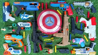 Collecting 7 Sniper Rifles And AK 47 Captain America Nerf Gun Glock Pistol Magnum Revolver M16 MP5