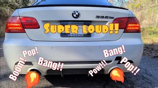 BMW 335is N54 Straight Pipe Exhaust Sounds, Startup, and Fly by