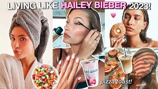 LIVING LIKE HAILEY BIEBER FOR A DAY 2023! *productive workout & diet*