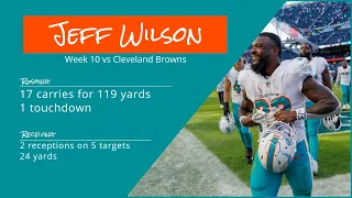 Jeff Wilson RB Miami Dolphins | Every run, target, and catch | 2022 | Week 10 vs Cleveland Browns
