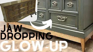 EASY 1 coat paint technique - BUILDING A CUSTOM BASE - Vintage Dresser Makeover