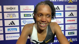 Faith Kipyegon Reacts After Breaking 5000 Meter World Record In 14:05.20