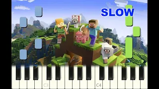 SLOW piano tutorial "MINECRAFT THEME : SWEDEN" with free sheet music