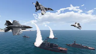 NATO Air Force Defends Against Cruise Missile Attack by Russian Battleship - Arma 3