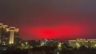 Blood-red sky in Zhoushan, China
