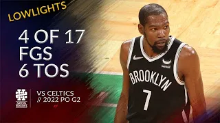 Kevin Durant 4 of 17 field goals 6 tos vs Celtics 2022 PO G2