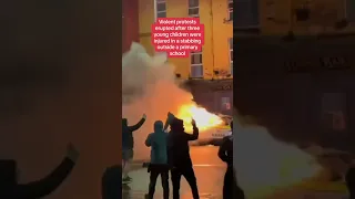 Police officers with riot shields held back crowds in Dublin where a police car was set on fire