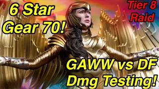 Golden Armor Wonder Woman vs DF  | 6 Star Gear 70 | Dmg Testing | Injustice 2 Mobile