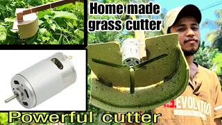 Home made grass cutter machine #diy #powerful #dcmotor