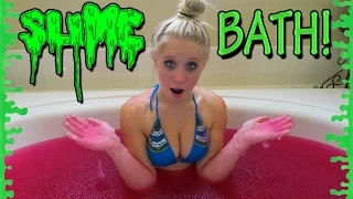 CRAZY SLIME BATH CHALLENGE! (ALMOST DROWNED)