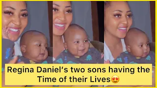 Watch this video to see how Regina Daniels baby no.2 Laughs like Ned Nwoko