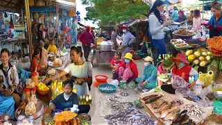 Oudong Street Food & Vihear Sour Market - Grilled Fish, Palm Seeds, Market Food,&More