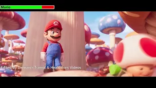 The Super Mario Bros. Movie (2023) Mushroom Kingdom & Dark Lands Scene with healthbars