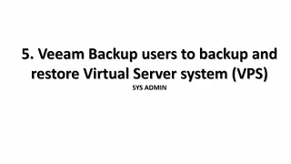 SETUP Veeam Backups and replication solution 9 & use backup and restore Virtual Server (VPS)