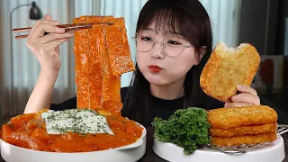 ASMR WIDE GLASS NOODLES ROSE PASTA & HASH BROWNS | COOKING & MUKBANG | EATING SOUNDS