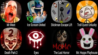 Mr Meat, Ice Scream United, Stickman Escape Lift, Troll Quest Unlucky, Death Park 2, Eyes