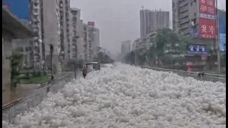 China NOW! Huge hail and storm! There's chaos on the streets