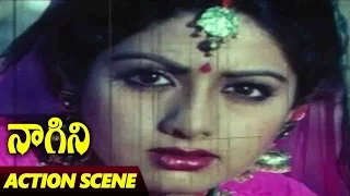 Goons Attack On Sridevi Scene || Naagini Telugu Movie || Rishi Kapoor, Sri Devi