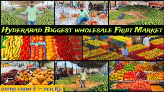 Hyderabad Biggest Fruit Market 😮|| Very cheap Rates on Fruits 🍉 #batasingaram Fruit Market 🔥🔥