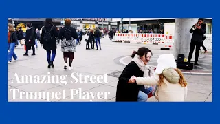 Berlin, Amazing Street Trumpet Player At Alexanderplatz (GERMANY)