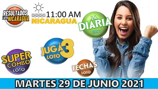 Sorteo 11 am Resultado Loto NICARAGUA, La Diaria, jugá 3, Súper Combo, Fechas, Martes 29 junio 2021