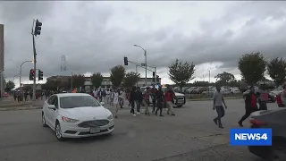 Roosevelt High School students walk out to protest firing of football coach