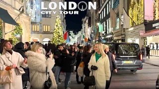 ✨London Mayfair Christmas Lights & London Christmas Market 2023🎅| Central London Night Walk [4K HDR]