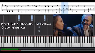 Karel Gott & Charlotte Ella Gottová   Srdce nehasnou (piano tutorial | jak hrát | klavír)