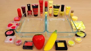 Strawberry vs Banana - Mixing Makeup Eyeshadow Into Slime Special Series 134 Satisfying Slime Video