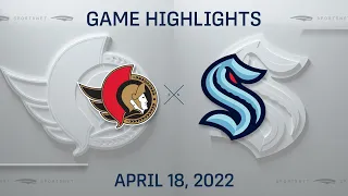NHL Highlights | Senators vs. Kraken - Apr 18, 2022