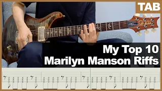 My Top 10 Marilyn Manson Guitar Riffs | Guitar Tab Tutorial