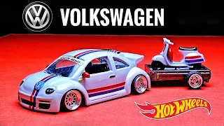 HOT WHEELS CUSTOM VOLKSWAGEN NEW BEETLE TRAILER VESPA