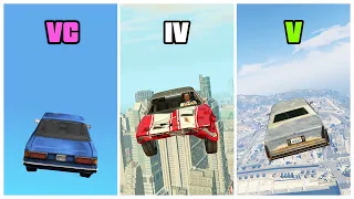 FALLING OFF from the HIGHEST POINT by CAR In GTA GAMES (2001-2023)