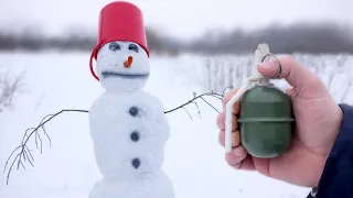 Experiment: Snowman vs XXL Fireworks & Firecrackers