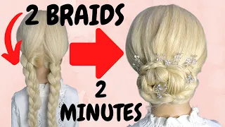 2 minute low braided bun hairstyle