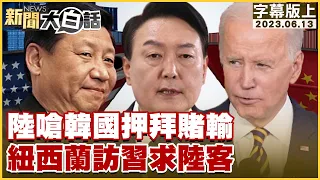 陸嗆韓國押拜登賭輸 紐西蘭訪習近平求陸客 新聞大白話@tvbstalk 20230613 (字幕版)