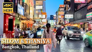 [BANGKOK] Evening Walk in Downtown Silom Road & Soi Thaniya | Thailand [4K HDR]