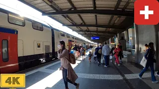 Train Station in Lausanne, Switzerland | Spring【4K】Canton de Vaud, Suisse